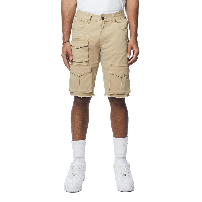 Slim Multi Cargo Twill Shorts - Khaki