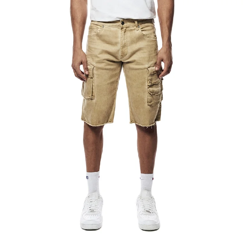 Slim Pigment Dyed Twill Utility Shorts - Khaki