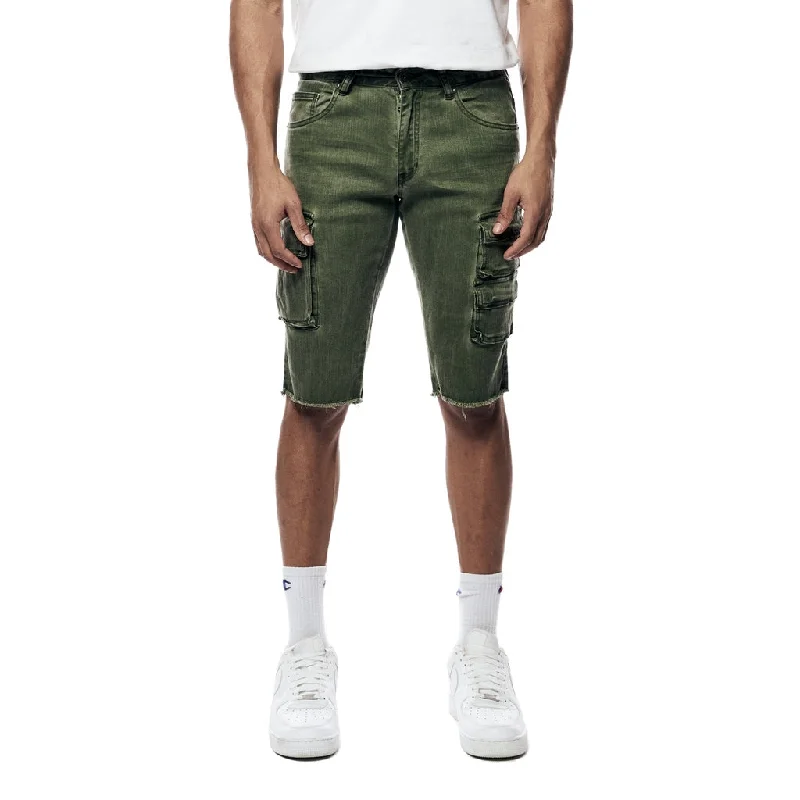 Slim Pigment Dyed Twill Utility Shorts - Vintage Army