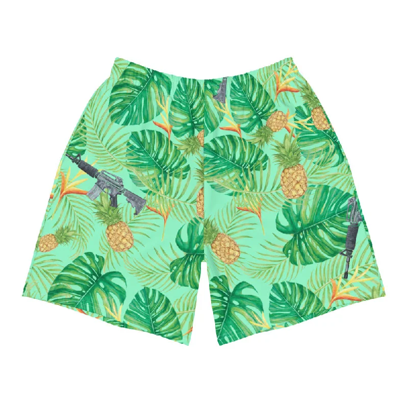 Pineapples and Carbines Hawaiian Men's Athletic Shorts