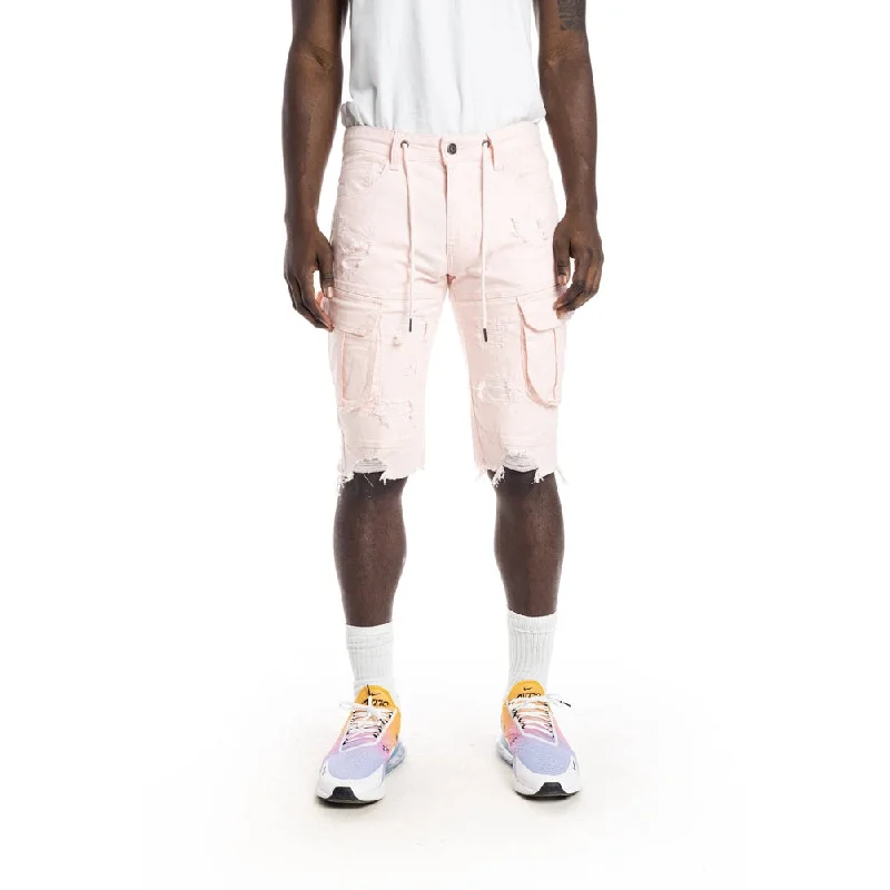 Slim Rip And Repair Semi Basic Twill Short - Pale Pink