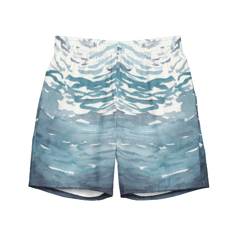 Watercolor Lagoon Men's Swim Trunks